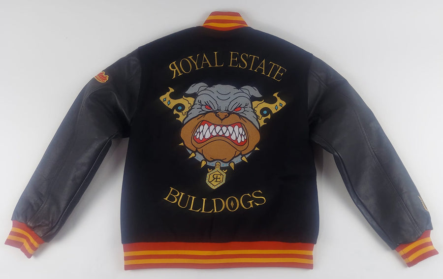 ROYAL ESTATE BULLDOGS VARSITY JACKET BLACK AND RED