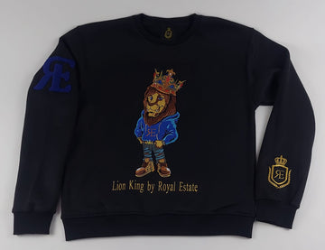 ROYAL ESTATE THE KING EMBROIDERED SWEATSUIT 85%COTTON 15% POLYESTER BLACK