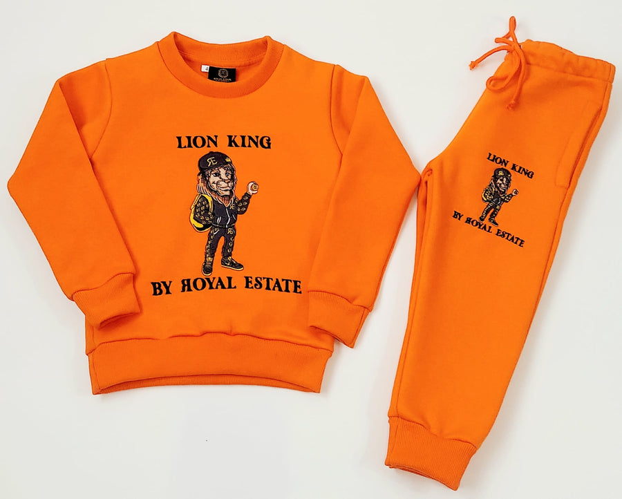 LION KING BY ROYAL ESTATE KIDS EMBROIDERED  JOGGER SET 100% COTTON