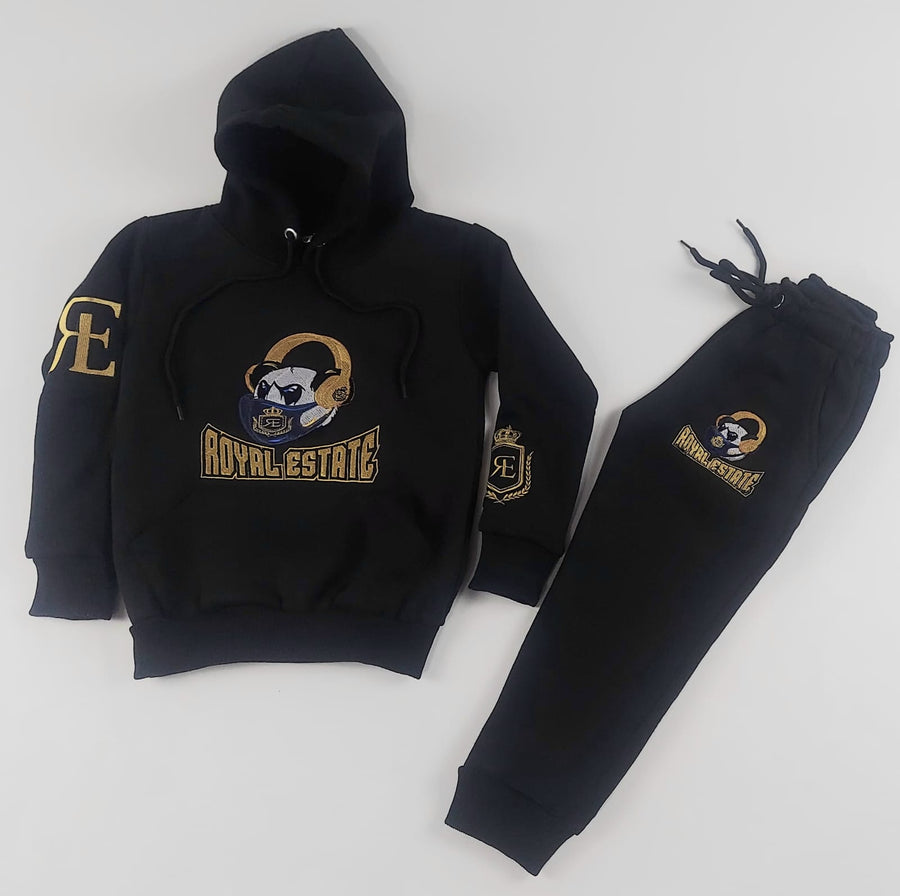 ROYAL ESTATE KIDS PANDA EMBROIDERED SWEATSUIT 100% COTTON