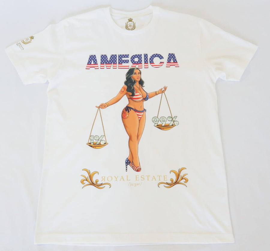 ROYAL ESTATE AMERICA T SHIRT 100% COTTON