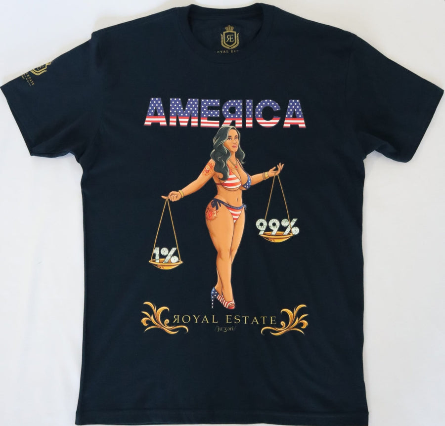 ROYAL ESTATE AMERICA T SHIRT 100% COTTON