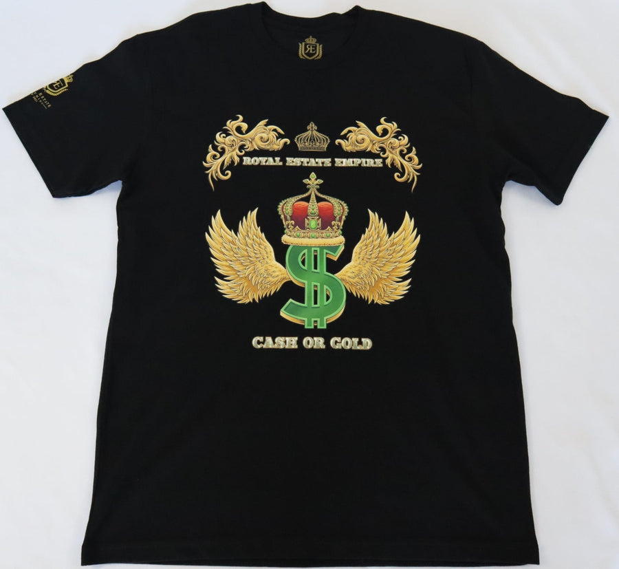 ROYAL ESTATE CASH OR GOLD T SHIRT 100% COTTON