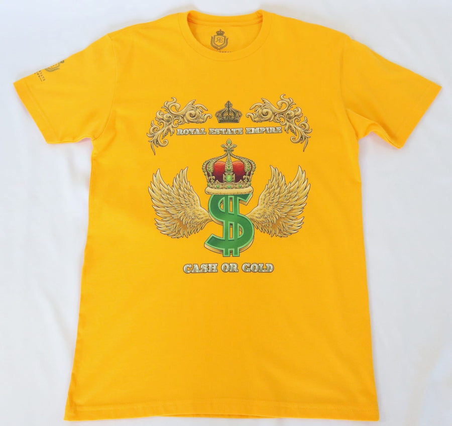 ROYAL ESTATE CASH OR GOLD T SHIRT 100% COTTON