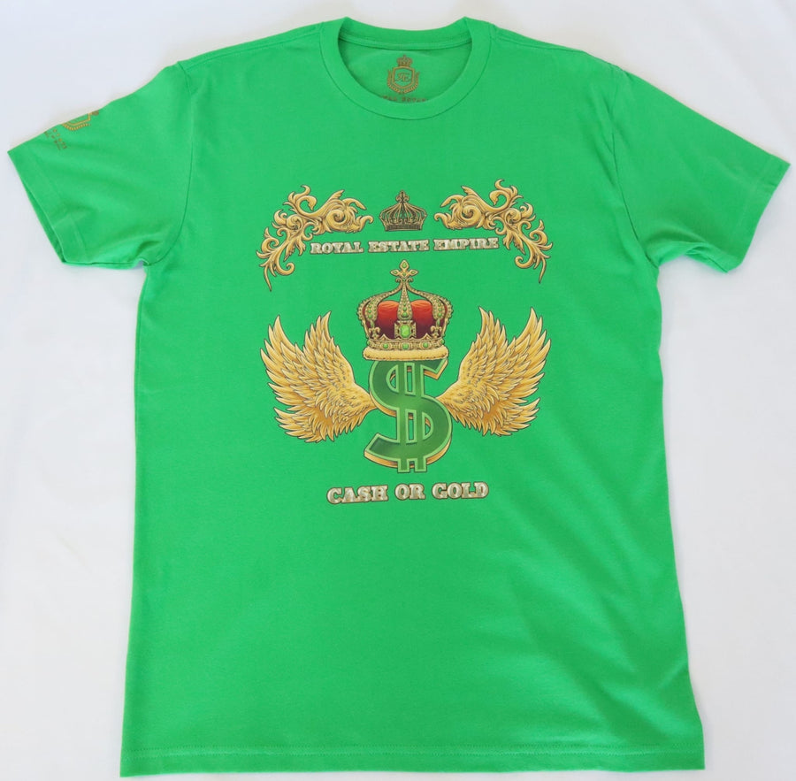 ROYAL ESTATE CASH OR GOLD T SHIRT 100% COTTON